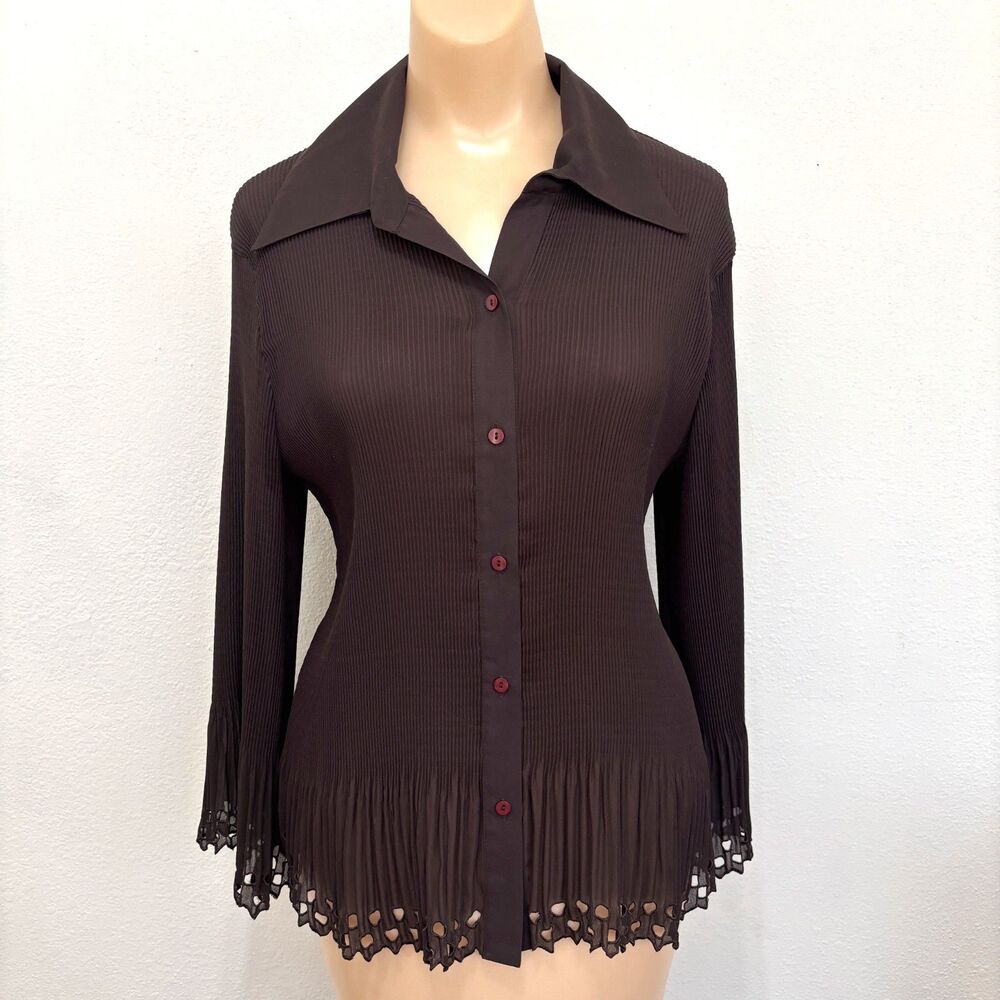 Violet Claire Womens Fairy Grunge Brown Button Up Large Whimsigoth Witchy